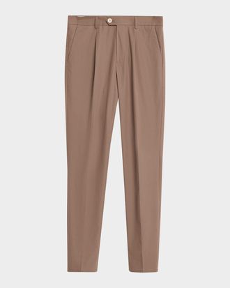Brunello Cucinelli Mens Cotton Classic-Fit Pleated Pants