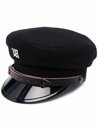 Misbhv Cappello baker boy con placca logo - Nero