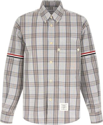 Thom Browne Oversized RWB Button-Down Plaid Check Shirt - Heren - Casual Overhemden - Veelkleurig - M - Katoen - Overhemden