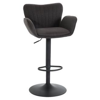 Hhg Nunca Usado] Taburete De Bar Hhg 098, Silla Giratoria Taburete De Bar, Con Reposabrazos Reposapi&eacute;s Giratorio Tela/textil Hierro Mvg, Gris Oscuro Base 