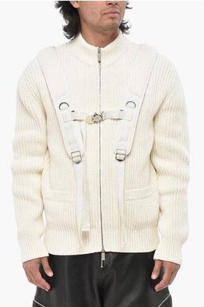Off-white Cotton Zip-Up Knit STRAPS with Padded Shoulders size M