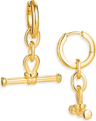Missoma Ridge T-Bar Drop Hoop Earrings in Gold at Nordstrom