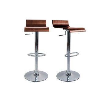Miliboo Set De 2 Taburetes De Cocina De Madera Oscura De Nogal Y Acero Cromado Surf V2