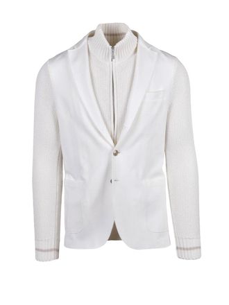 Eleventy White Cotton Polyamide Elastane Blazer