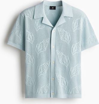 H&M Freizeithemd aus Jacquardstrick in Regular Fit - Turquoise