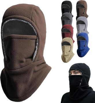 Generic Unisex Windproof & Warm Balaclava for Outdoor Activities, 3 in 1 One-Piece Winter Hat & Thermal Face Mask (Brown,One Size)