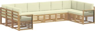 vidaXL Conjunto De Sof&aacute;s De Exterior 10 Uds. Blanco Y Crema Poli&eacute;ster Vidaxl