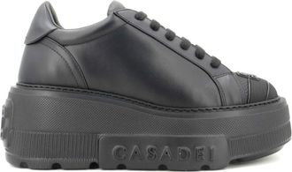 Casadei Vegan Leren Wedge Sneakers - Dames - Sleehakken - Zwart - 41 EU - Leer - Schoenen