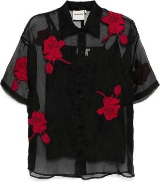 Love Birds flora patchwork shirt - Black