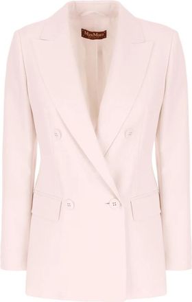 Max Mara Getailleerde blazer van wollen cr&ecirc;pe - Dames - Blazers - Roze - M - Wol - Jassen