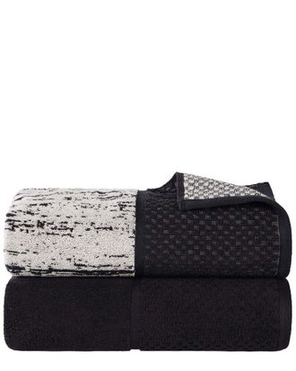 Superior Set Of 2 Lodie Cotton Plush Jacquard Solid & Two-Toned Bath Sheets