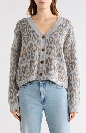 Wishlist Leopard Cardigan in Grey at Nordstrom Rack, Size Medium
