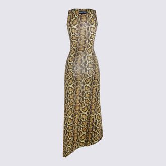 Marine Serre Python-Print Silk Dress - Yellow