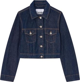 Ganni Washed Denim Jacket - Dames - Spijkerjassen - Blauw - XL - Denim - Jassen