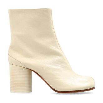 Maison Margiela Schoenen, Dames, Beige, 37 EU, Leer, Enkellaarsjes met hak en Tabi-uitsnijding