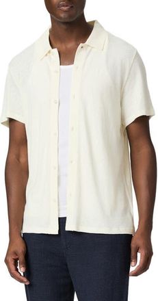 Paige Sultan Short Sleeve Linen & Cotton Knit Button-Up Shirt in Cliffside Fog at Nordstrom, Size X-Large
