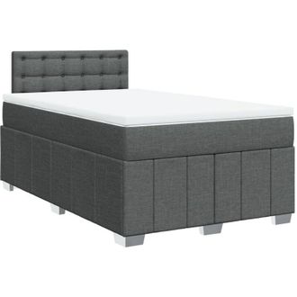 vidaXL Cama Box Spring Con Colch&oacute;n Tela Gris Oscuro 120x200 Cm Vidaxl
