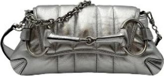 Gucci Pre-owned Shoulder Bag - Dames - Vintage Schoudertas - Grijs - ONE Size - Leer - Vintage