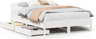 vidaXL Estructura De Cama Sin Colch&oacute;n Madera De Pino Blanca 140x200 Cm Vidaxl