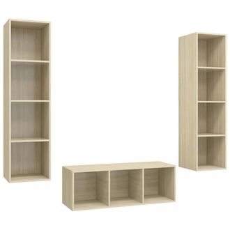 Berkfield Home 3 Piece TV Cabinet Set Sonoma Oak Engineered Wood in Light Brown
