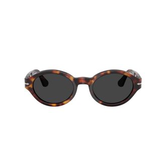 Persol 0po3378s Tortoiseshell Oval Frame Sunglasses with Metallic Detail