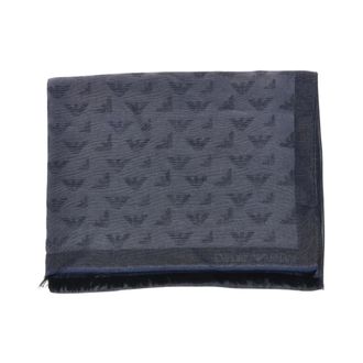 Emporio Armani Bufanda de Viscosa con Motivo de &Aacute;guila - Accessories - Mujer - Azul - ONE SIZE