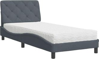 vidaXL Cama Con Colch&oacute;n Terciopelo Gris Oscuro 90x190 Cm Vidaxl