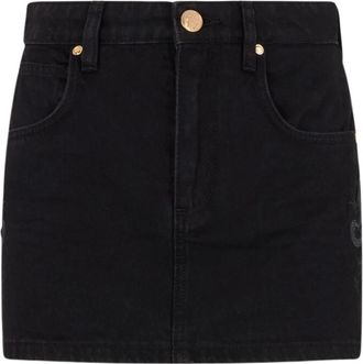 Roberto Cavalli Denim Minirok Met Slangenborduursel - Dames - Spijkerrokken - Zwart - M - Denim - Rokken