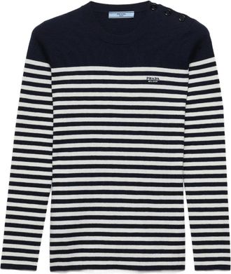 Prada Maglione a righe con costine - Blu