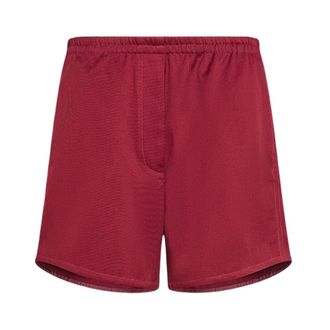 Forte_Forte Shorts van gemerceriseerd katoenen keperstof - Dames - Korte broeken - Rood - Maat: 4XS Katoen