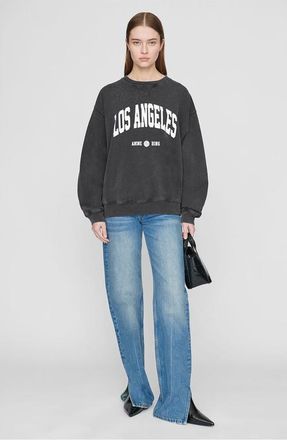 Anine Bing Ramona Sweatshirt University Los Angeles in Washed Black at Nordstrom, Size Xx-Small