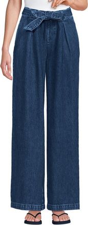 Lands End High Ridge Twill Pull On Pleated Wide Leg Pants in Crawford Wash at Nordstrom, Size X-Small Short