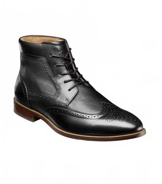 Florsheim Mens Rucci Wingtip Lace Up Boot In Black