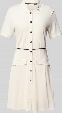 Liu Jo Knielanges Polokleid mit Knopfleiste in Offwhite, Größe S