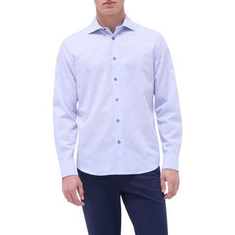 Bugatchi Axel Floral Jacquard Shaped Fit Button-Up Shirt in Sky at Nordstrom Rack, Size Xxx-Large