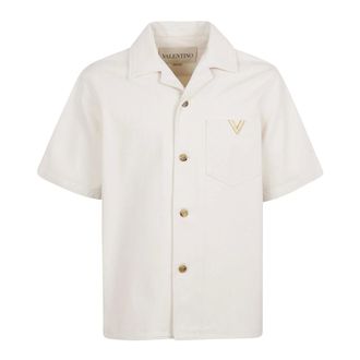 Valentino Garavani Short Sleeve Shirts, male, White, Size: M Short Sleeve Shirt