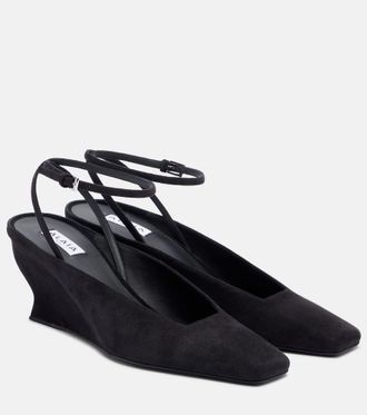 Alaia Suede wedge slingback pumps