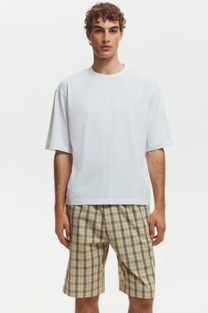 H&M 2-piece cotton loungewear set in Light Yellow/checked at Nordstrom, Size X-Large