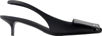 Courr&egrave;ges Fold Kitten Slingbacks Pumps - Courreges - Leather - Black