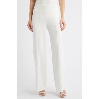 Tahari by ASL Wide Leg Sweater Pants in Ivory at Nordstrom, Size X-Large P