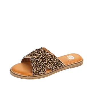 Yellow Box Womens Linta Crossband Slide In Leopard