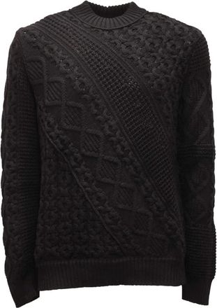 Paolo Pecora 1655Ar Maglione Wool Sweater - Heren - Ronde hals truien - Zwart - S - Wol - Truien & Vesten
