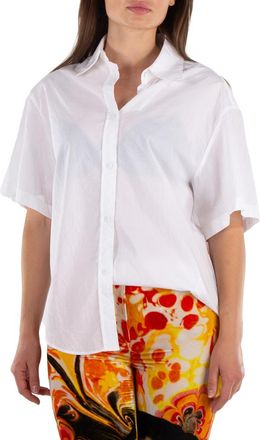 Maison Margiela Ladies White Short-Sleeve Cotton Shirt, Brand Size 36 (US Size 2)