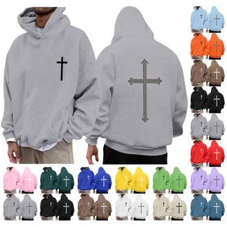 Generic Christian Hoodies for Men Faith Cross Hooded Sweatshirts Long Sleeve Graphic Hoody T Shirt Jesus Pullover Tops with Pocket, A01-Black, XXL