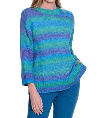 Multiples Ombre Striped Sweater In Turquoise