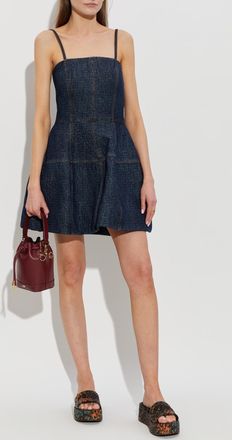 Fendi Denim Dress, Womens, Navy Blue