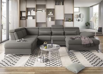 Sit&more Wohnlandschaft &raquo;Cabrio U-Form, B: 359 cm, mit Sitztiefen-, Arm- & Kopfteilverstellung&laquo; 3 Nierenkissen, Federkern, optional Bettfunktion und Stauraum
