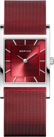 Bering Bering, Accessoires, Dames, Grijs, ONE Size, Dames Armbandhorloge Zilver, Rood Classic 10426-303-S