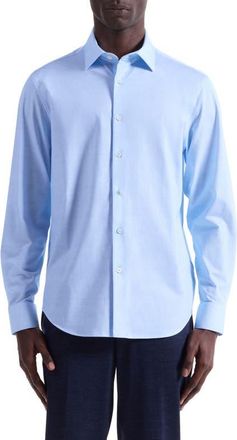 Bugatchi James OoohCotton Space Dye Button-Up Shirt in Ice at Nordstrom, Size Xxx-Large