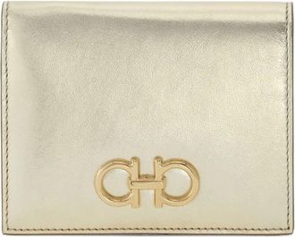 Ferragamo Gancini buckle compact wallet - women - CALFSKIN/Fabric/CALFSKIN - One Size - Gold